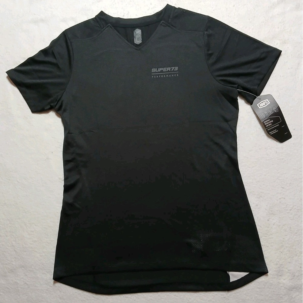 SUPER73 x 100% Ridecamp Women's MTB Jersey Large Black Charcoal S73-44403 NWT